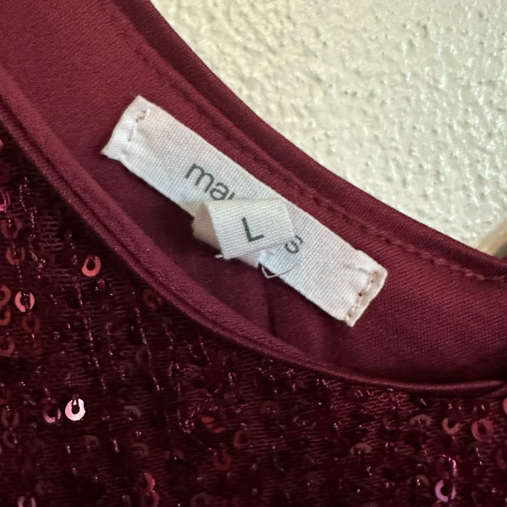 Elegant Burgundy Sequin Dress - Picture 3 of 7